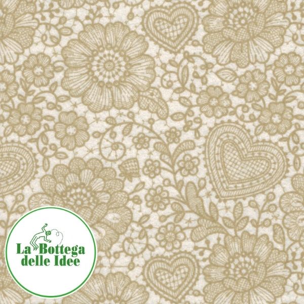 Pannolenci a fantasia - Pizzo caffelatte su fondo panna - Spessore 1 mm - Formato 40 cm x 30 cm