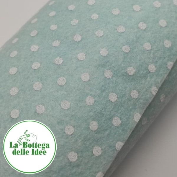Pannolenci a pois bianchi su fondo celeste - Spessore 1 mm - Formato 40 cm x 30 cm