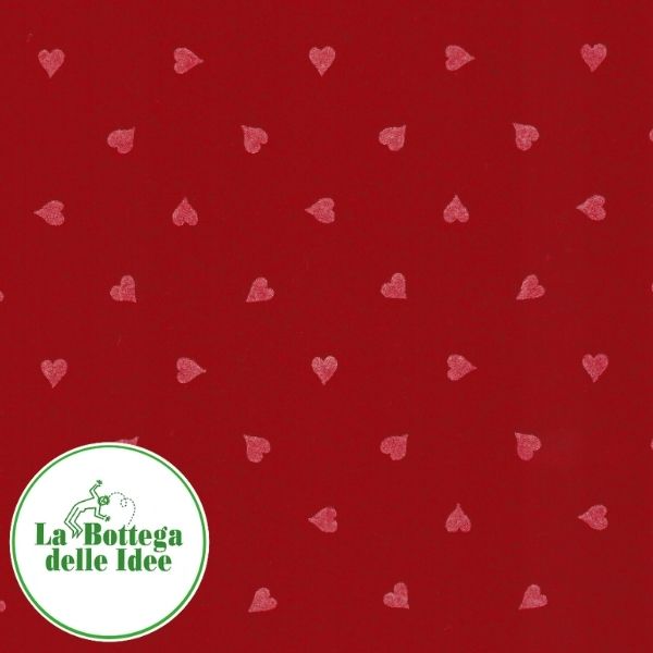 Pannolenci fantasia a cuori rosso scuro/bianco. Spessore 1 mm. Taglio 40 cm x 30 cm