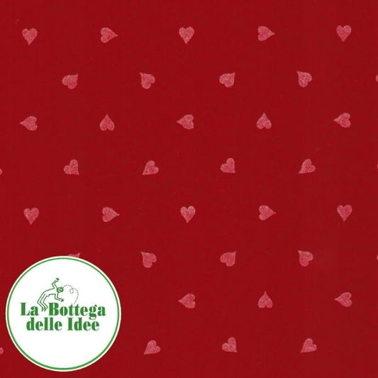 Pannolenci fantasia a cuori rosso scuro/bianco. Spessore 1 mm. Taglio 40 cm x 30 cm