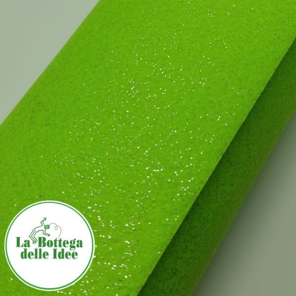 Pannolenci Glitter Verde Pistacchio - 1 mm - taglio 40 cm x 30 cm