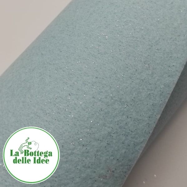Pannolenci Glitter Celeste - 1 mm - taglio 40 cm x 30 cm