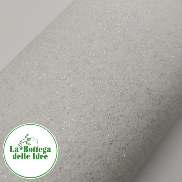 Pannolenci Glitter Bianco - 1 mm - taglio 40 cm x 30 cm
