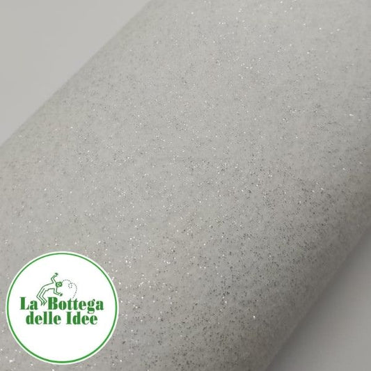 Pannolenci Glitter Bianco - 1 mm - taglio 40 cm x 30 cm