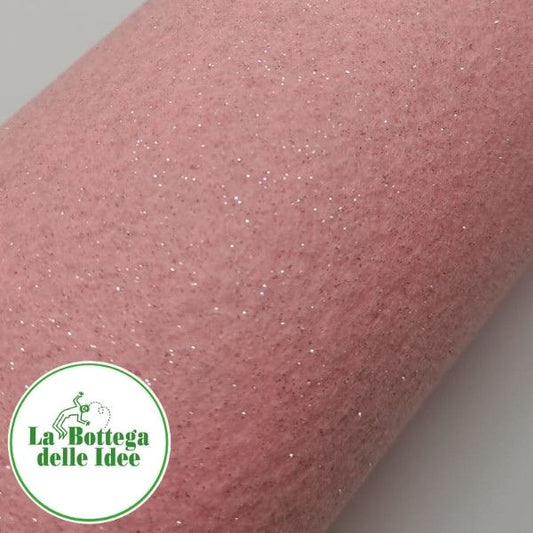 Pannolenci Glitter Rosa Baby - 1 mm - taglio 40 cm x 30 cm