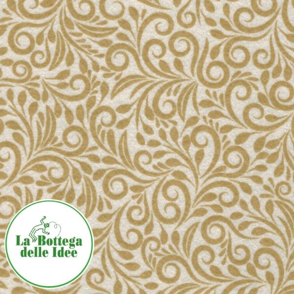 Pannolenci fantasia viticci caffelatte su fondo panna - Spessore 1 mm - Formato 40 cm x 30 cm