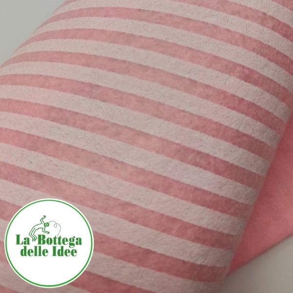 Pannolenci a righe crema su fondo rosa pastello - spessore 1 mm - 40 cm x 30 cm