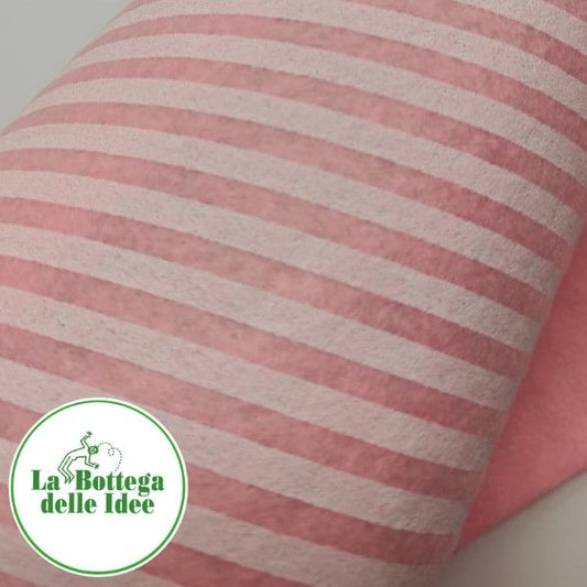Pannolenci a righe crema su fondo rosa pastello - spessore 1 mm - 40 cm x 30 cm