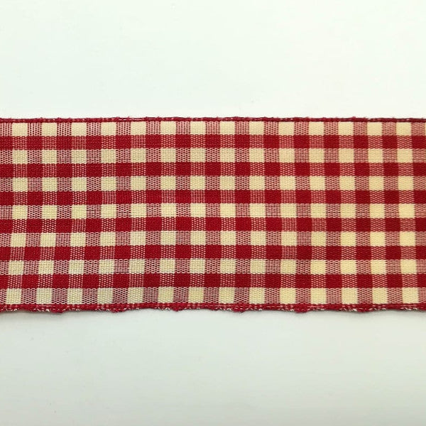 Nastro "Quadretti" Rosso/Beige - H 40 mm