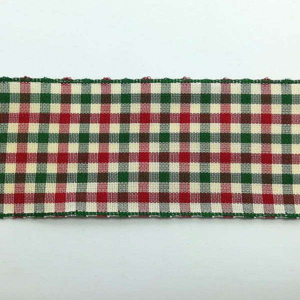 Nastro "Quadretti" Rosso/Verde/Beige - H 40 mm