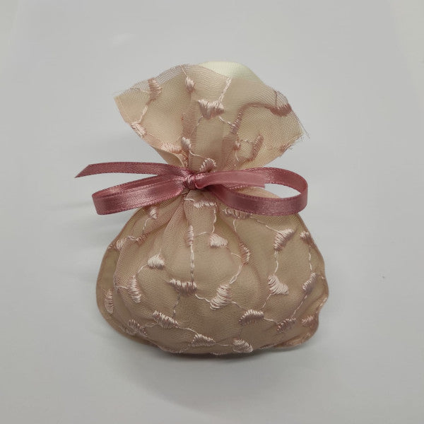 Sacchetto Juliette in organza ricamata e raso per confezione bomboniere