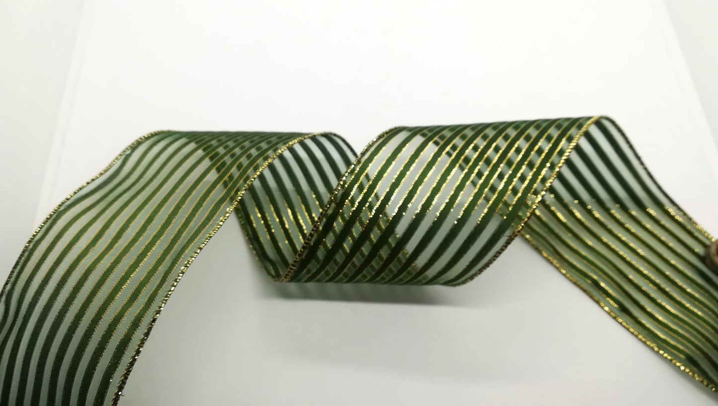 Nastro animato verde e oro H 60 mm