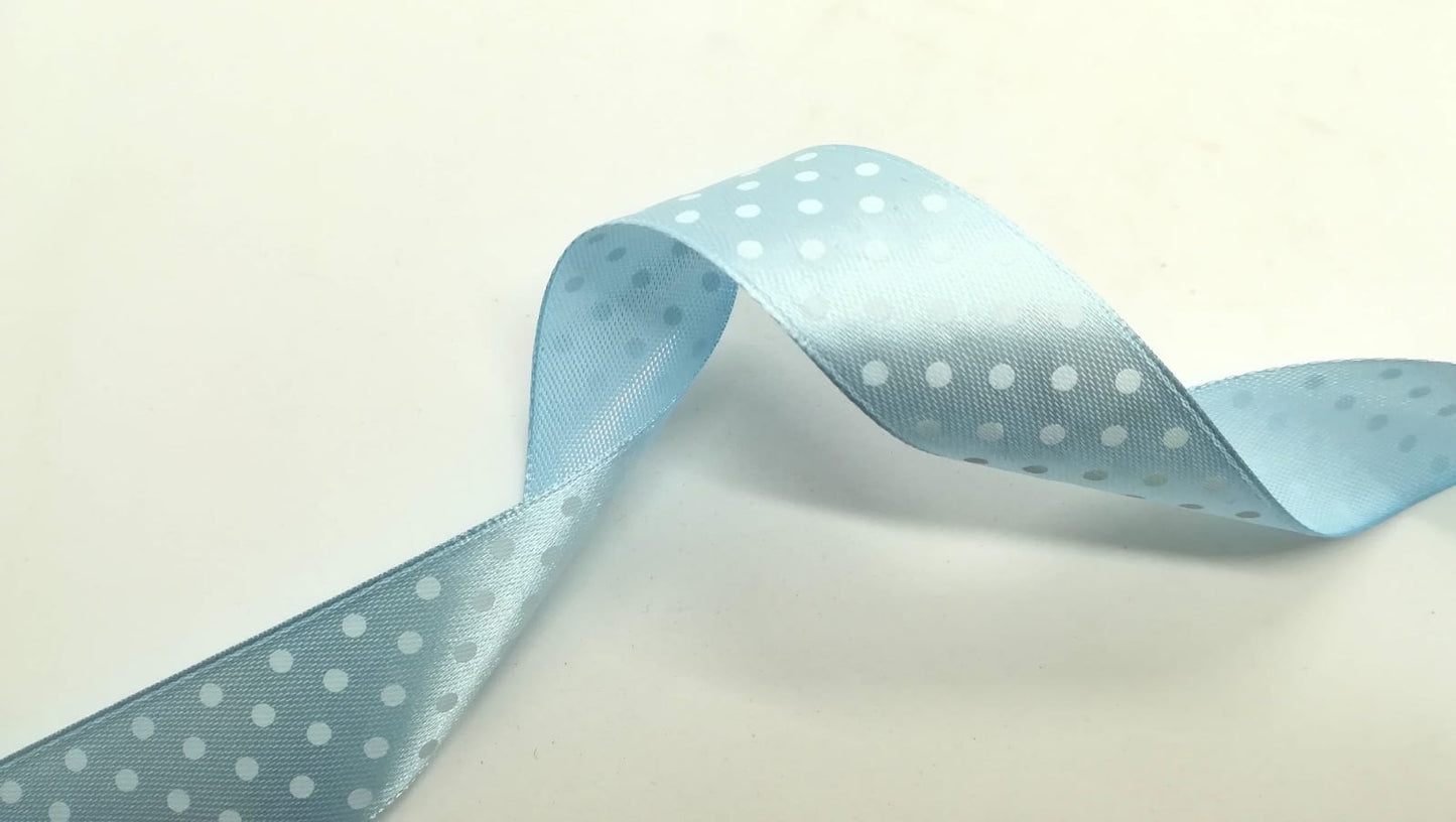 Nastro "Pois" celeste pois bianchi 25 mm