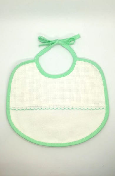 Bavaglino Neonato Spugna Bianco/Verde Acqua
