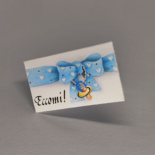 Bigliettino per bomboniere - Eccomi! - Azzurro