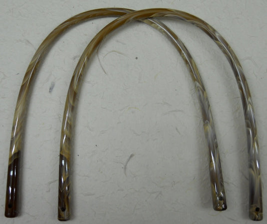 Set 2 manici rigidi in acrilico imitazione corno