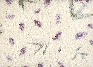 Carta Cotone con inserti floreali - Petali Viola e Foglie Verdi (A26) - La Bottega delle Idee - Rimini