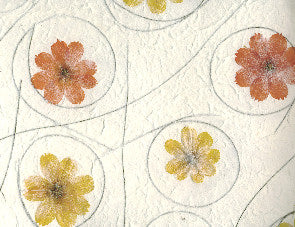 Carta Cotone con inserti floreali - Fiori Gialli e Arancioni (SG13) - La Bottega delle Idee - Rimini