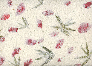 Carta Cotone con inserti floreali - Petali Rossi e Foglie (SG23) - La Bottega delle Idee - Rimini