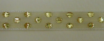 Nastro "Pois Lurex" Avorio e Oro - H 10 mm