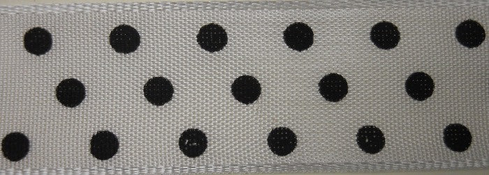 Nastro "Pois" bianco pois neri 25 mm