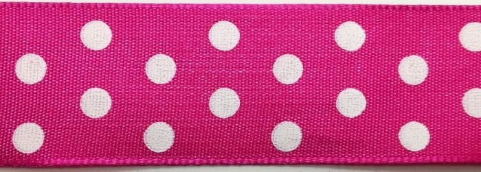 Nastro "Pois" fucsia pois bianchi 25 mm