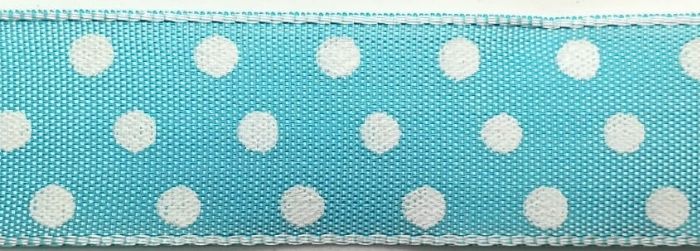 Nastro "Pois" turchese pois bianchi - 25 mm