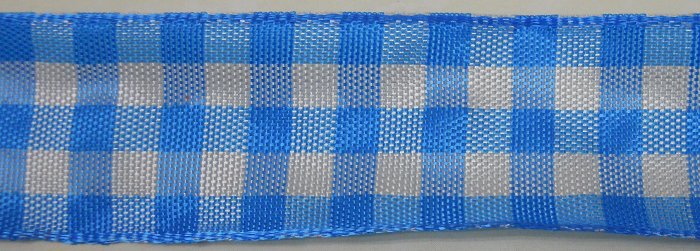 Nastro "Quadri" azzurro intenso/bianco 25 mm