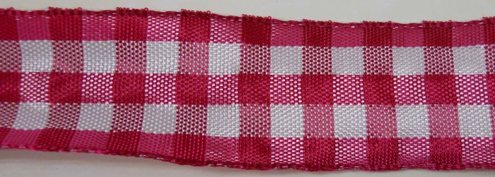 Nastro "Quadri" porpora/bianco 25 mm