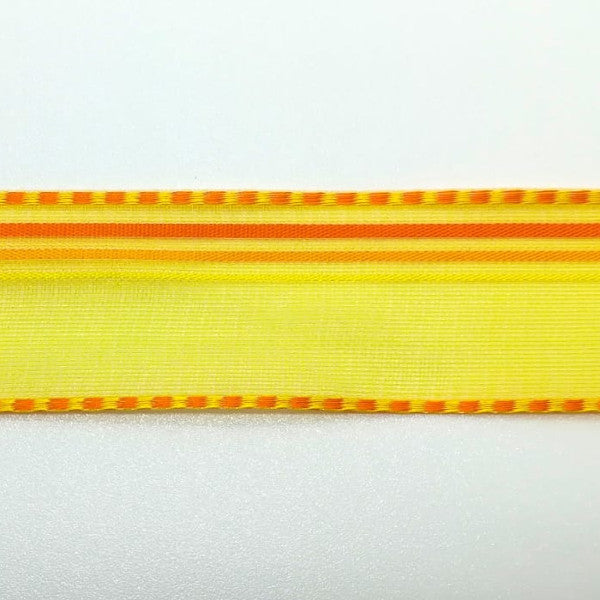 Nastro "Ravenna" organza Giallo e Arancio H 25 mm