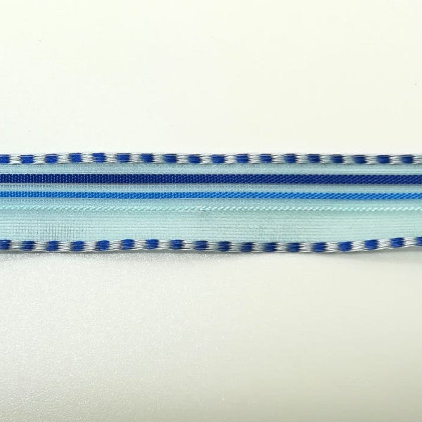 Nastro "Ravenna" organza Azzurro e Blu H 15 mm