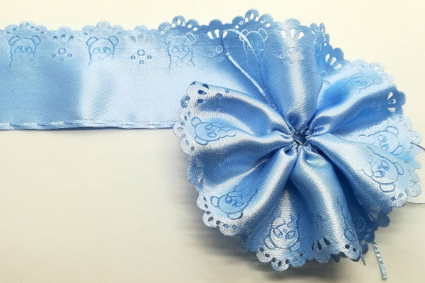 Nastro "Panda" raso con tirante laterale - Azzurro - H 47 mm