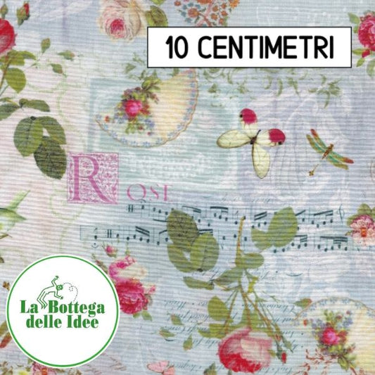 Fantasia "Roses" - fondo Grigio/Azzurro (var. 044)