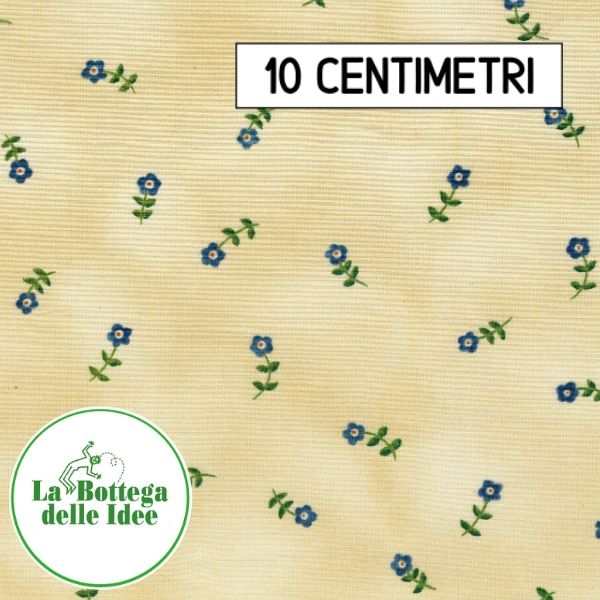 Fantasia Floreale - Fiori Blu su fondo Beige (Var. 063)