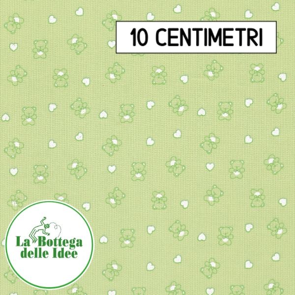 Tessuto Piquet Millerighe "Orsetti" - Verde chiaro