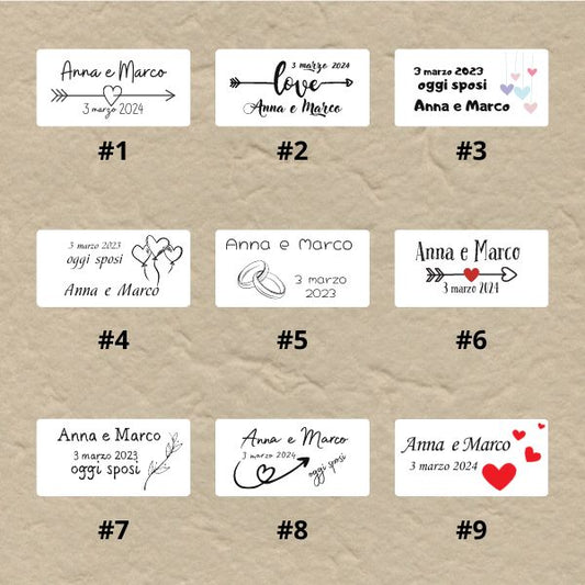 Bigliettini e tags personalizzati per bomboniere di matrimonio