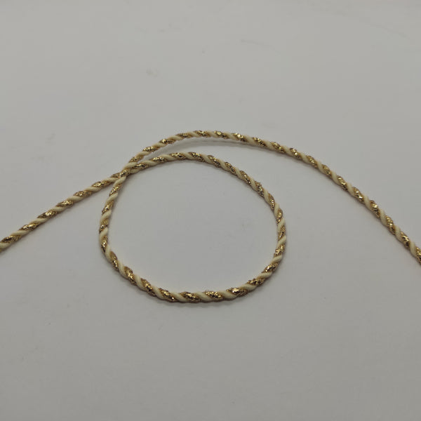 Cordoncino 3 mm -  acrilico/lurex avorio e oro