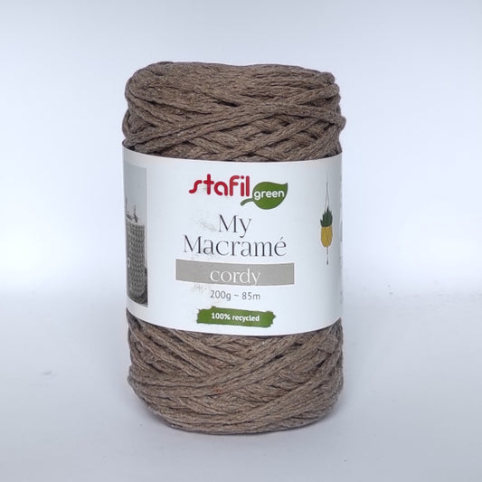 Gomitolo My Macramè Cordy Ø 4 mm in cotone riciclato caffè per nodi e complementi d’arredo