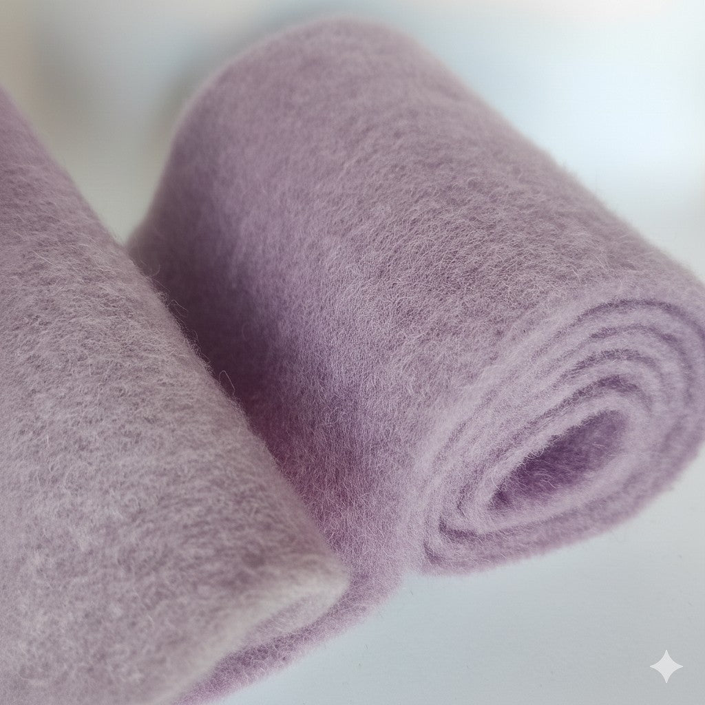 Nastro in feltro di pura lana H 15 cm ideale per decorazioni natalizie e pasquali, composizioni floreali e accessori casa. Colore: Glicine pastello