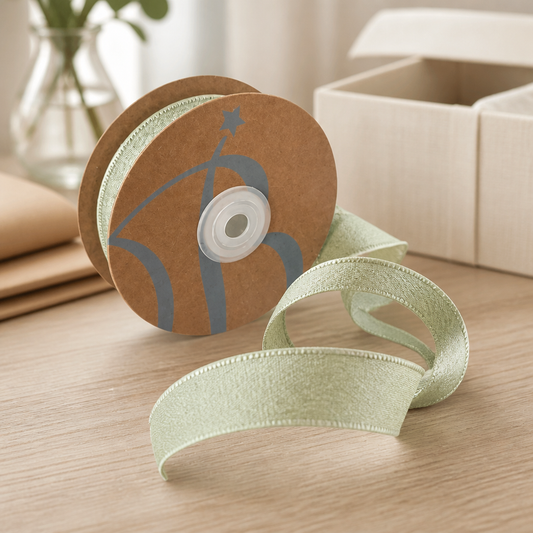 Nastro effetto crepe per fiocchi e decorazioni - H 25 mm - colore verde salvia