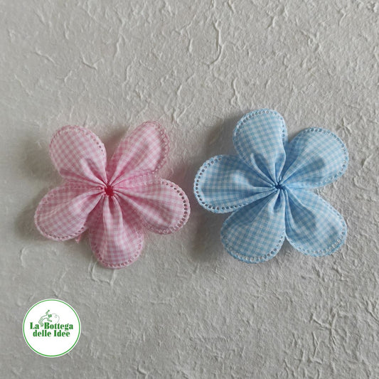 Portaconfetti Margherita in tessuto Vichy bianco-rosa e bianco-azzurro per bomboniere fai-da-te