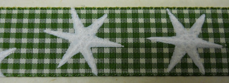 Nastro "Vichy con stelle" Verde/Bianco