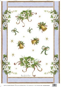 Carta di Riso per Découpage Serie 5 - Cod. 5082 - Campane e Fiori Bianchi