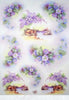 Carta di Riso per Découpage Sonia Ames - Cod. AM7713 - Primule Viola e Piccoli Paesaggi