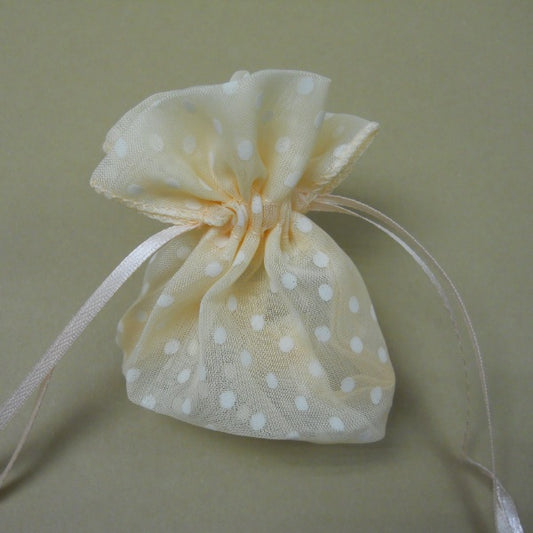 Sacchetto mini in organza a pois - Pesca - (al pezzo)