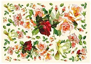 Stamperia carta di riso per Découpage motivo rose rosse e rosa