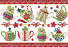 Carta di Riso motivo teiere natalizie - stampata oro - DFS170G
