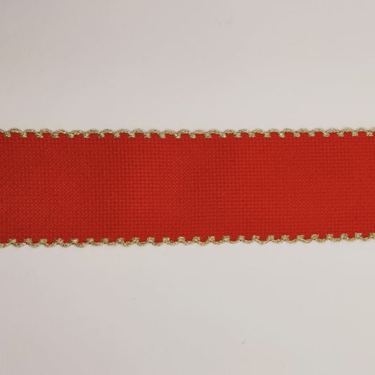 Bordo Aida smerlato semplice rosso/oro H 5 cm