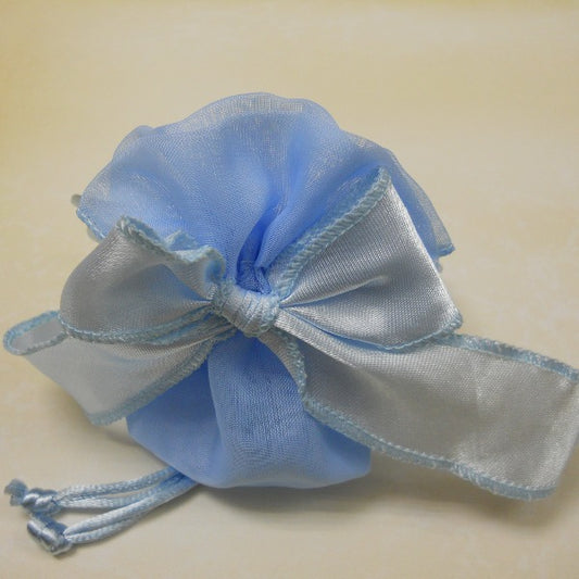 Sacchetto in organza con fiocco - Azzurro - (al pezzo)