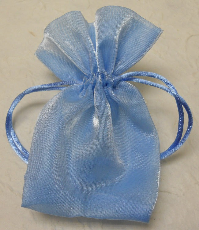 Sacchetto con soffietto in organza lucida - Azzurro - (al pezzo)